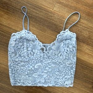 Blue lace crop top